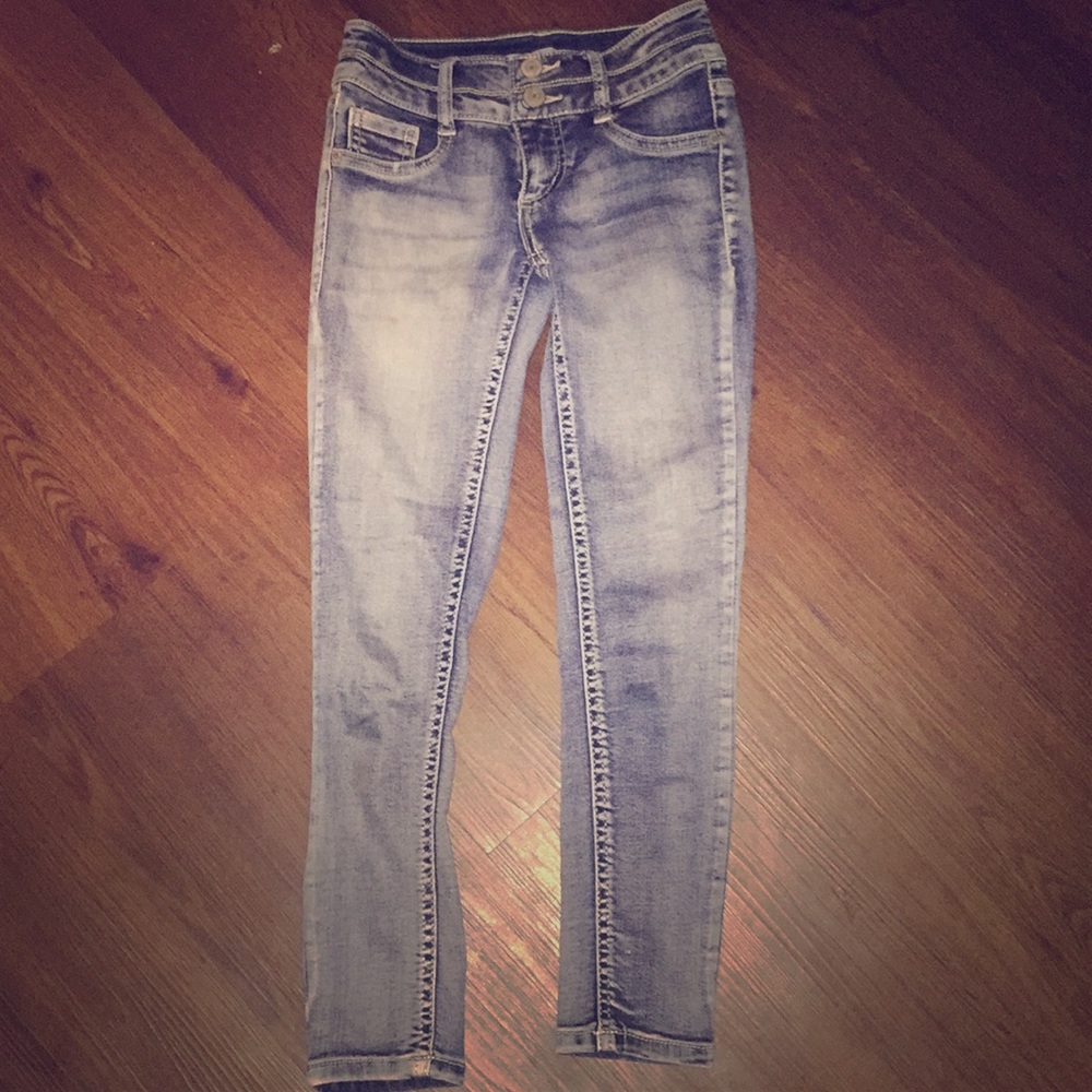 Acid wash double button size 7 jeggings
